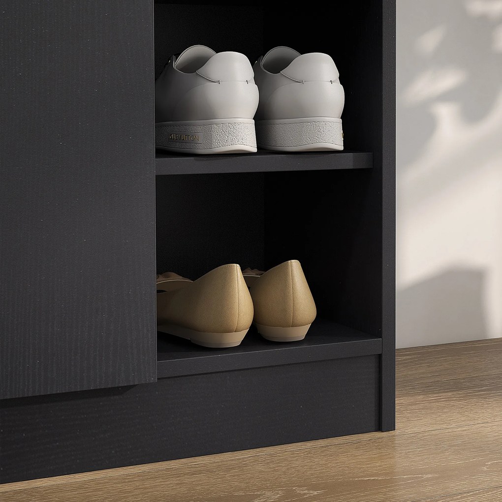 HOMCOM Dulap pentru Pantofi, Organizator Încălțăminte cu Design Compact, 83x30x90 cm, Negru | Aosom Romania