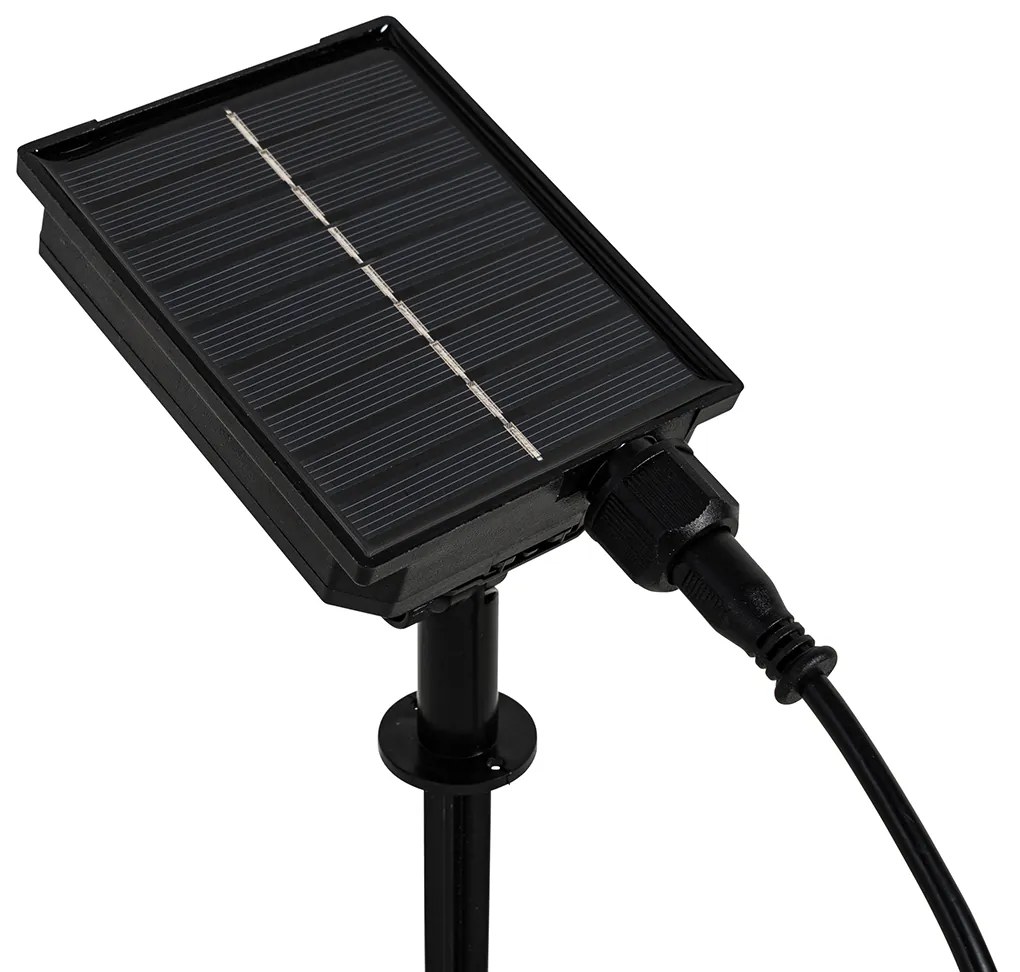 Lampă cu vârf negru 50 cm incluzând LED reîncărcabil și solar IP65 - Adalind