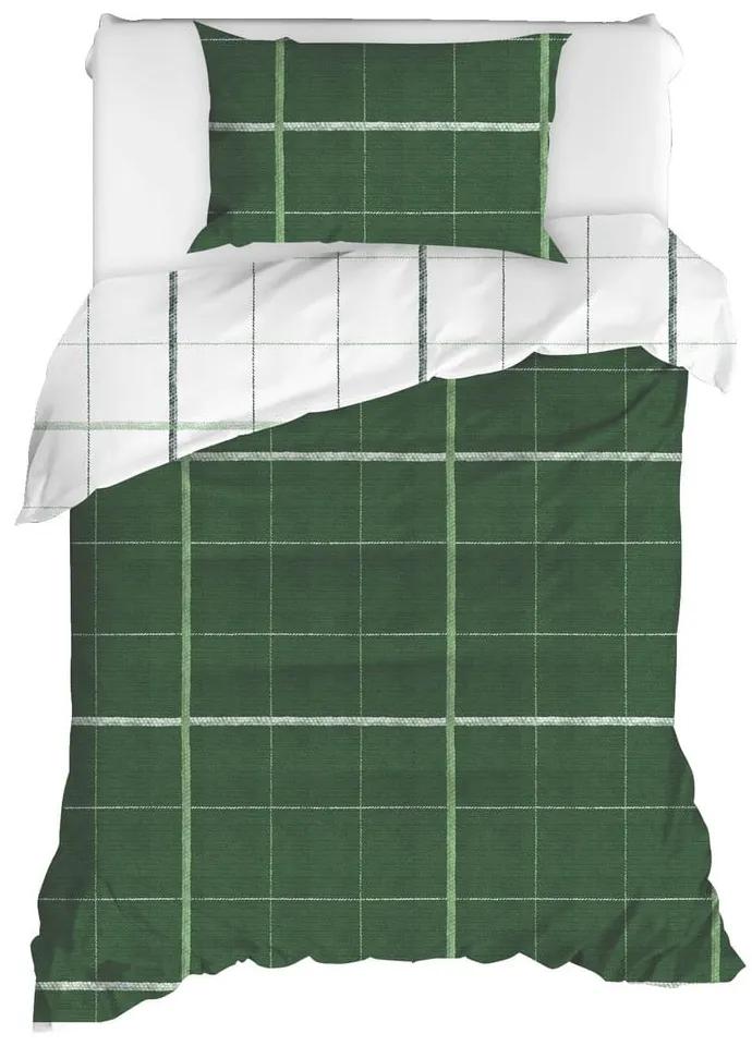 Lenjerie de pat din bumbac ranforce pentru pat de 1 persoană Mijolnir Maya Green, 140 x 200 cm