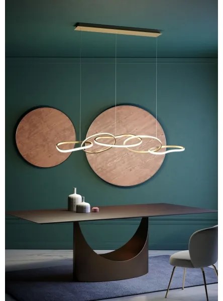 Redo 01-3392 - Lustră LED dimerizabilă pe cablu BIAS LED/120W/230V auriu