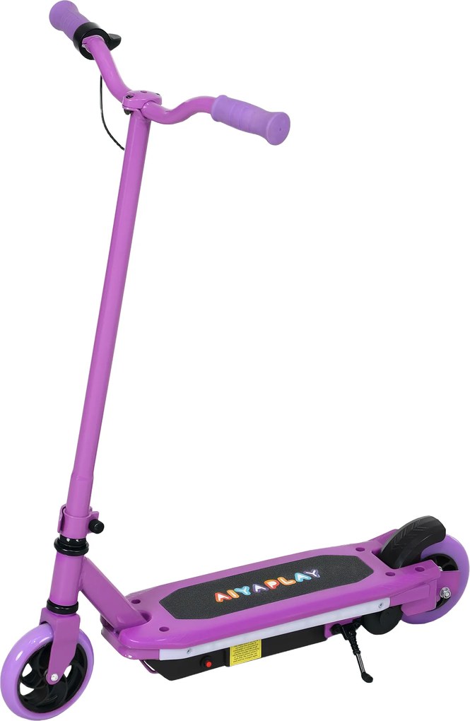 AIYAPLAY Trotinetă electrică pentru copii 6-14 ani, viteză maximă 10 km/h, lumini LED colorate, frână electrică, violet | Aosom Romania