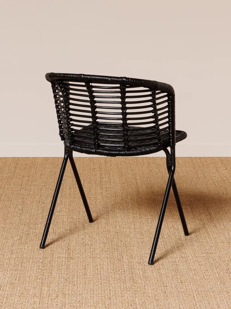 Scaun dining, negru, din rattan, Panama