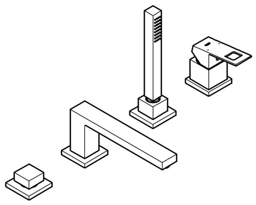GROHE EUROCUBE 19897001 - Baterie pentru cadă cu 4 orificii, crom lucios