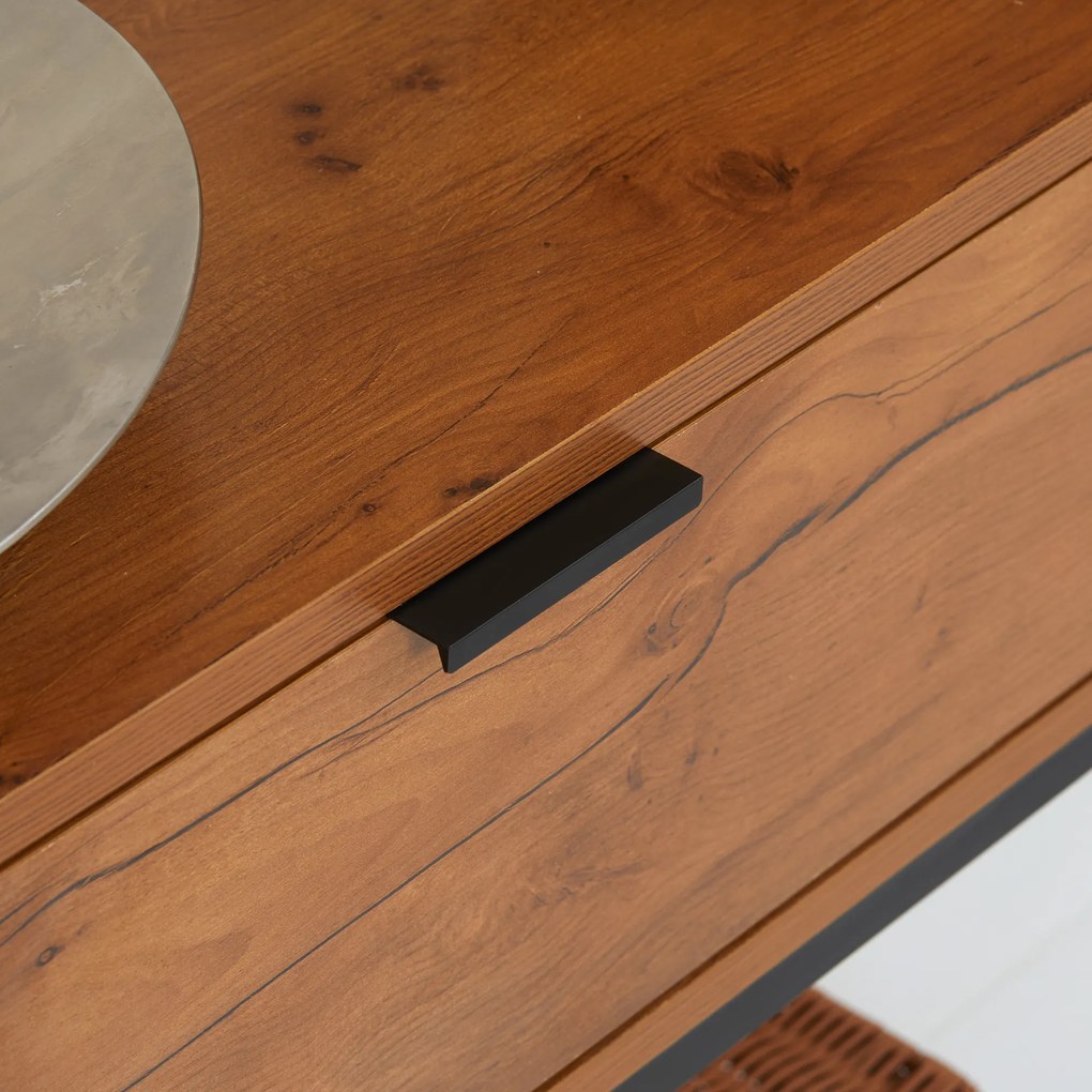 HOMCOM Consola pentru hol cu sertar, masa consola din lemn cu picioare din otel, 80x30x76cm, maro si negru | Aosom Romania