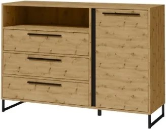 Comoda 130x40x90 cm, Aria, ADRK Furniture (Culoare: Artisan / Negru)