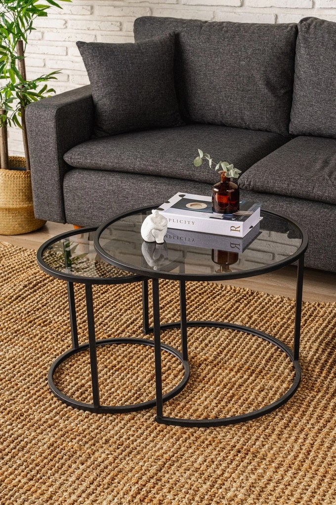 Set măsuțe cafea Tokijo (Negru fumuriu). 1127422
