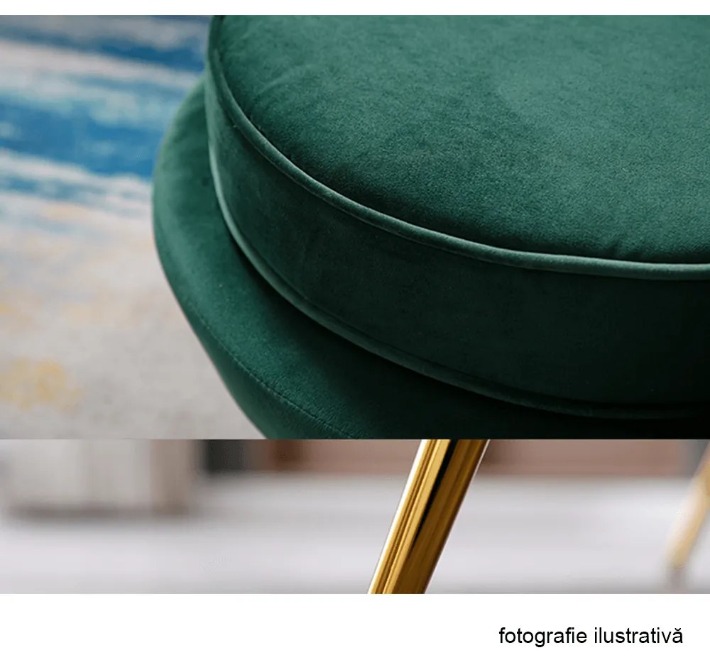 Fotoliu în stil Art-deco, catifea Velvet smarald/crom auriu, NOBLIN