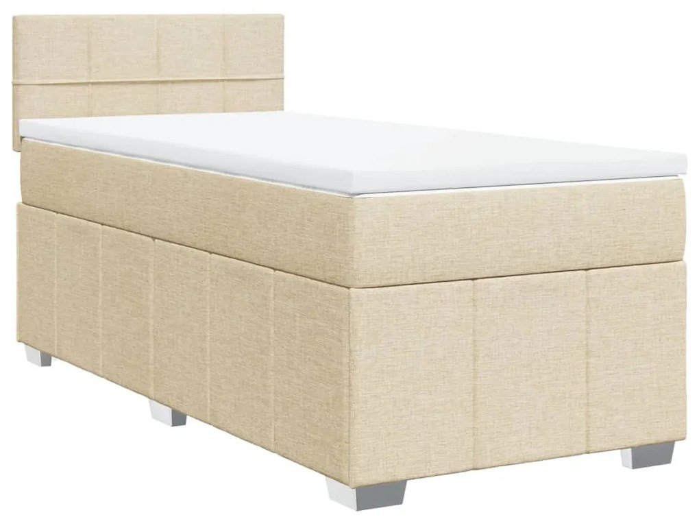 3286928 vidaXL Pat box spring cu saltea, crem, 90x190 cm, textil