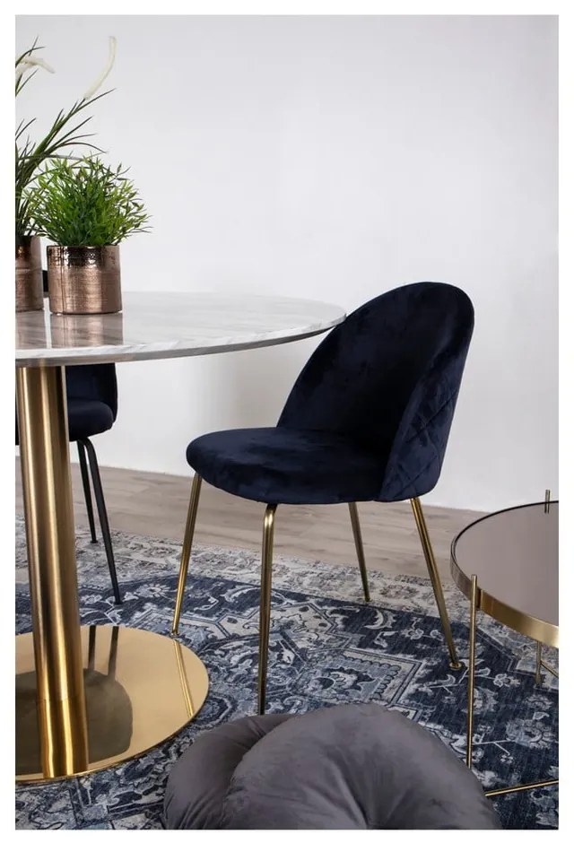 Scaune de dining din catifea albastru-auriu 2 buc. Geneve – House Nordic