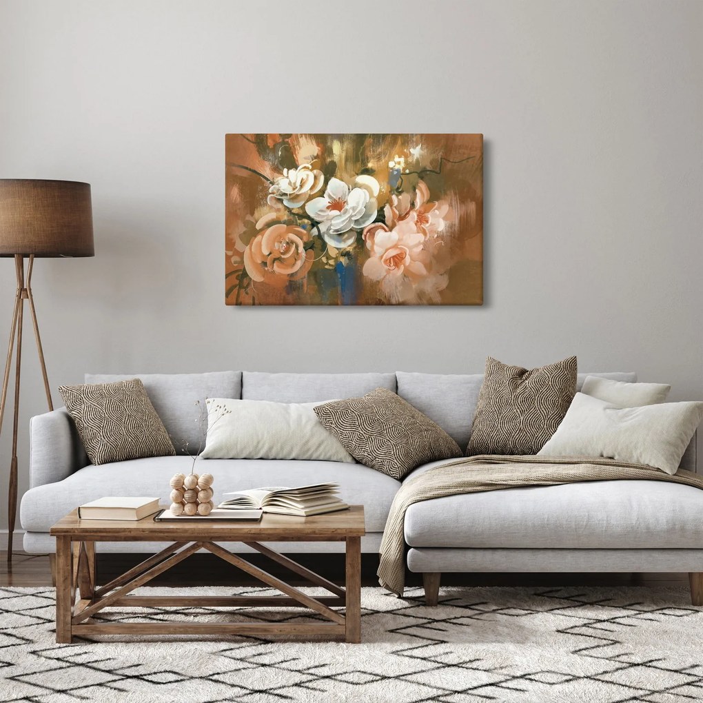 Tablou -Buchet de flori pictat (90x60 cm)