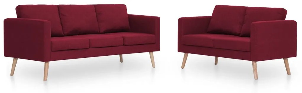 276857 vidaXL Set de canapele, 2 piese, bordo, material textil