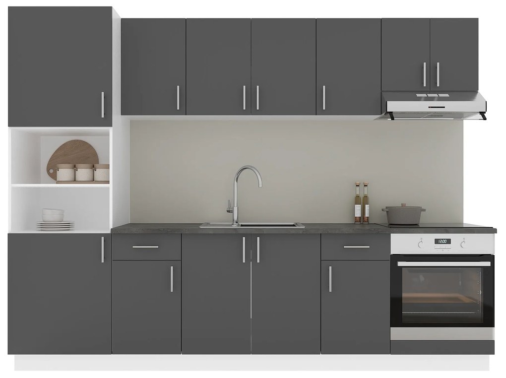 Set Bucatarie Karo V24, Antracit/Alb, Blat Thermo 28 mm, L 280 cm