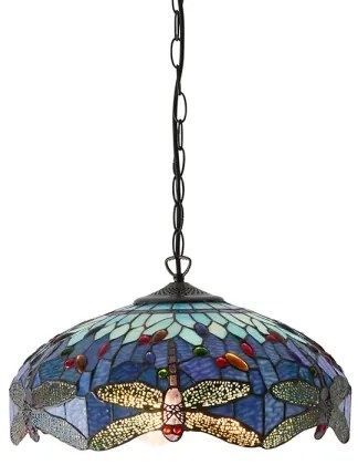 Endon 64080 - Candelabru pe lanț Tiffany DRAGONFLY, 3x E27, max. 60 W, 230 V, Ø 41 cm