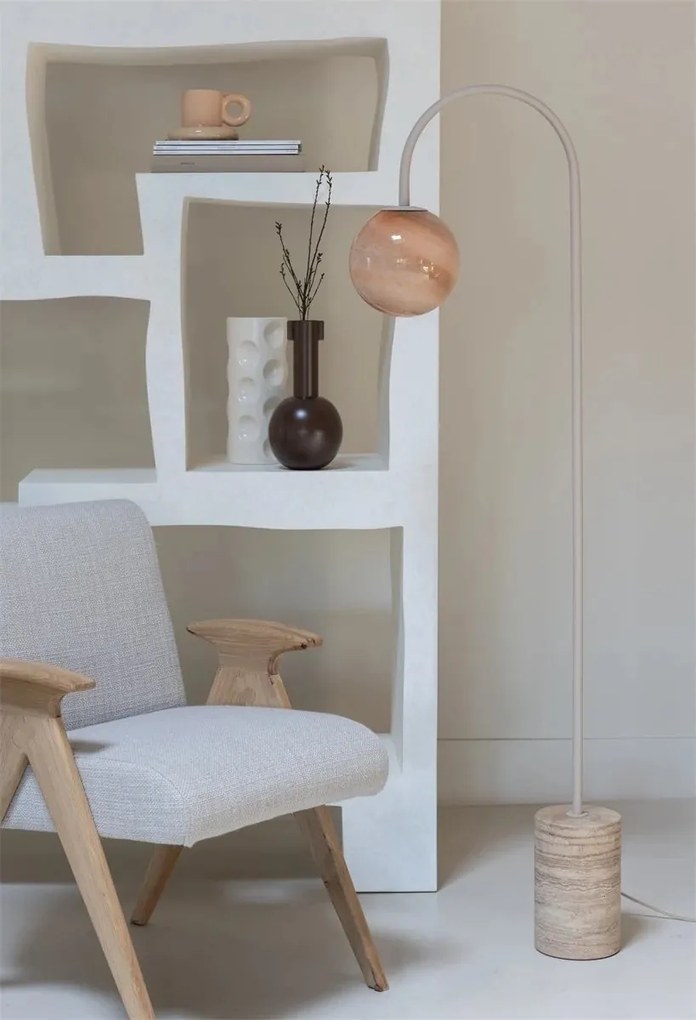 Lampa podea din travertin si sticla sand Tivoli