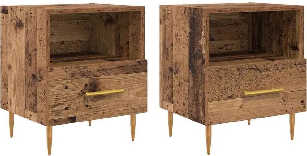 vidaXL Noptieră 2 pcs Lemn vechi 40 x 35 x 47,5 cm Lemn compozit