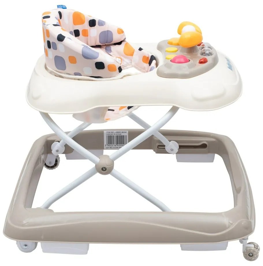 Baby Mix Walker pentru copii cu volan și roți dinsilicon, bej, 50 x 44 x 50 cm
