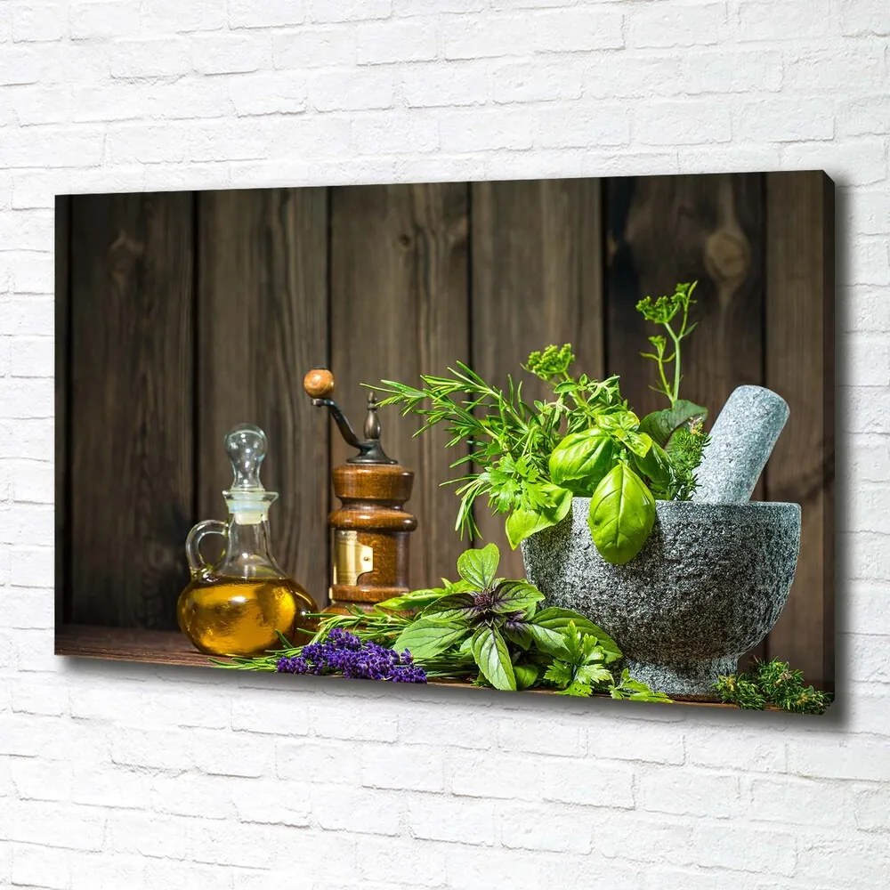 Tablou canvas Ierburi într-un mojar