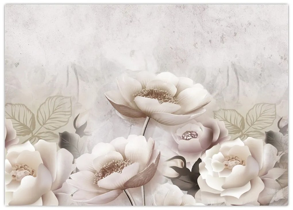 Tablou pe sticlă - Tufe roz (70x50 cm)