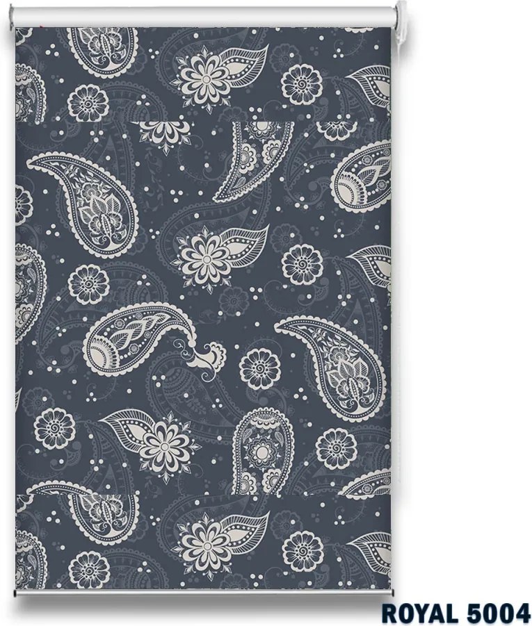 Roletă textilă Royal 5004 gri cu model paisley elegant