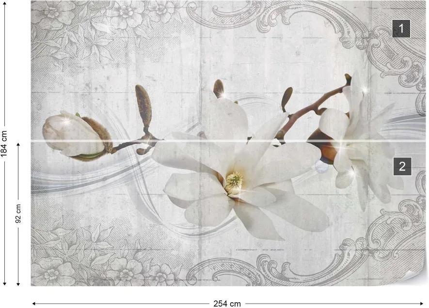 Fototapet GLIX - Flowers Pattern Vintage Chic + adeziv GRATUIT Tapet nețesute - 254x184 cm