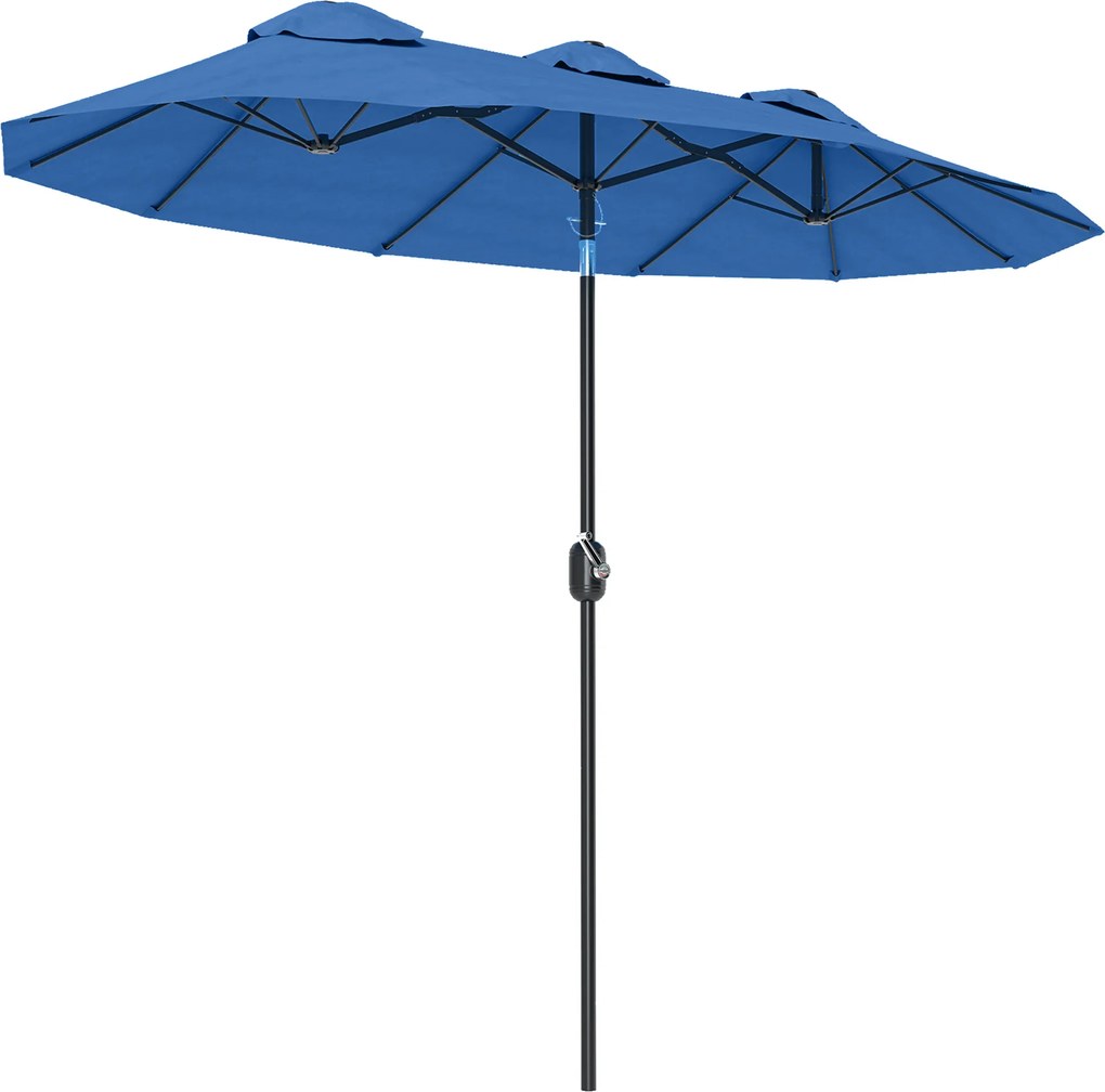 Outsunny Umbrelă de soare, umbrelă de grădină, înclinabilă, cu manivelă, capotă de ventilație, Polyester+Stahl, Marineblau, 295 x 152 cm | Aosom Romania