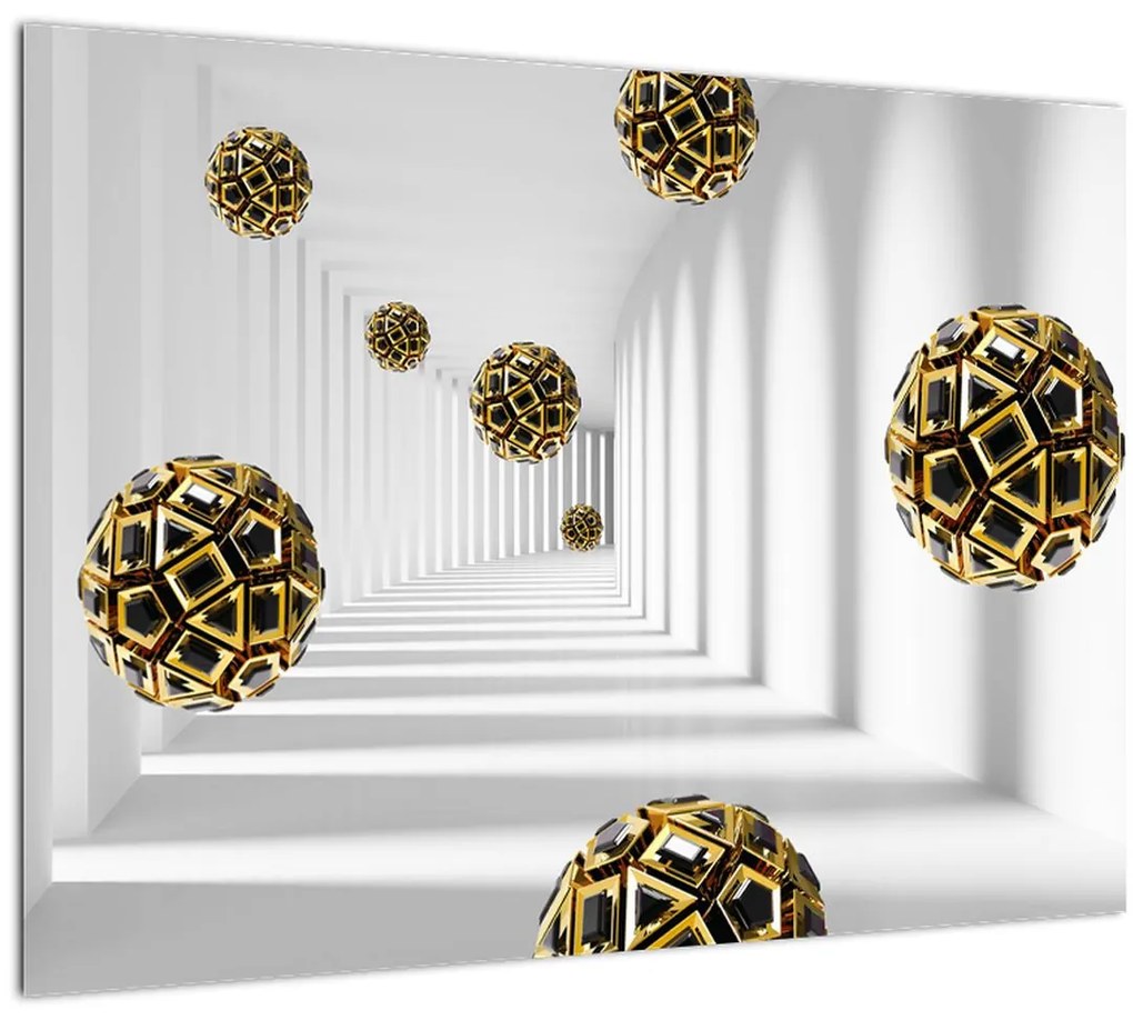 Tablou abstract cu mingi de fotbal (70x50 cm)