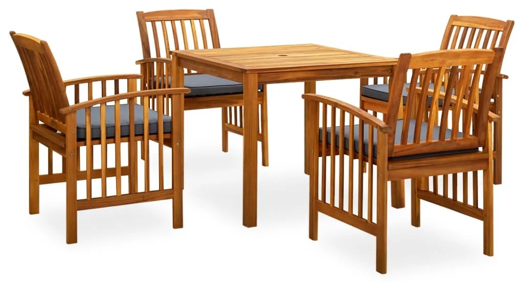 vidaXL Set mobilier de grădină cu perne, 5 piese, lemn masiv de acacia
