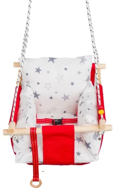 Leagăn textil pentru copii SELALE alb/roșu