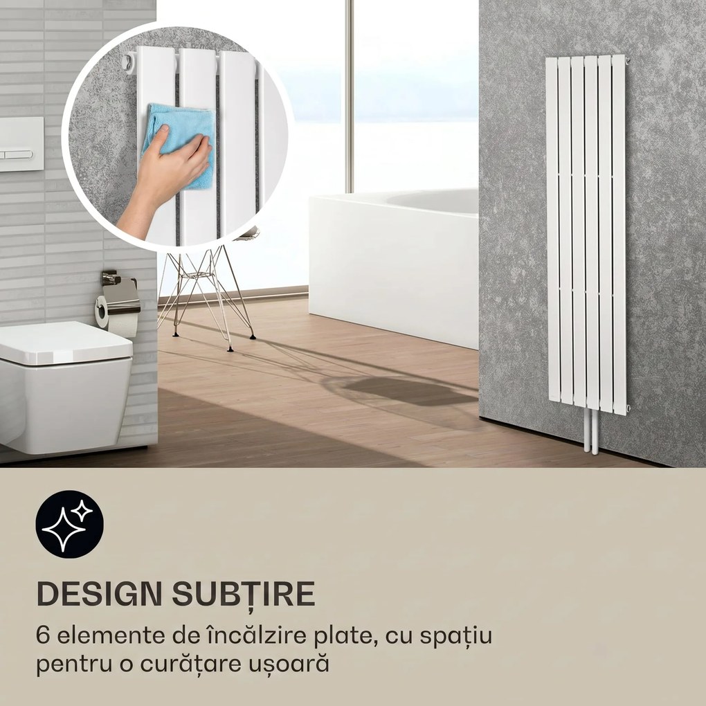 Blumfeldt Ontario 180 x 45 calorifer 1/2" racord lateral, montaj pe perete, slim, 485 watt