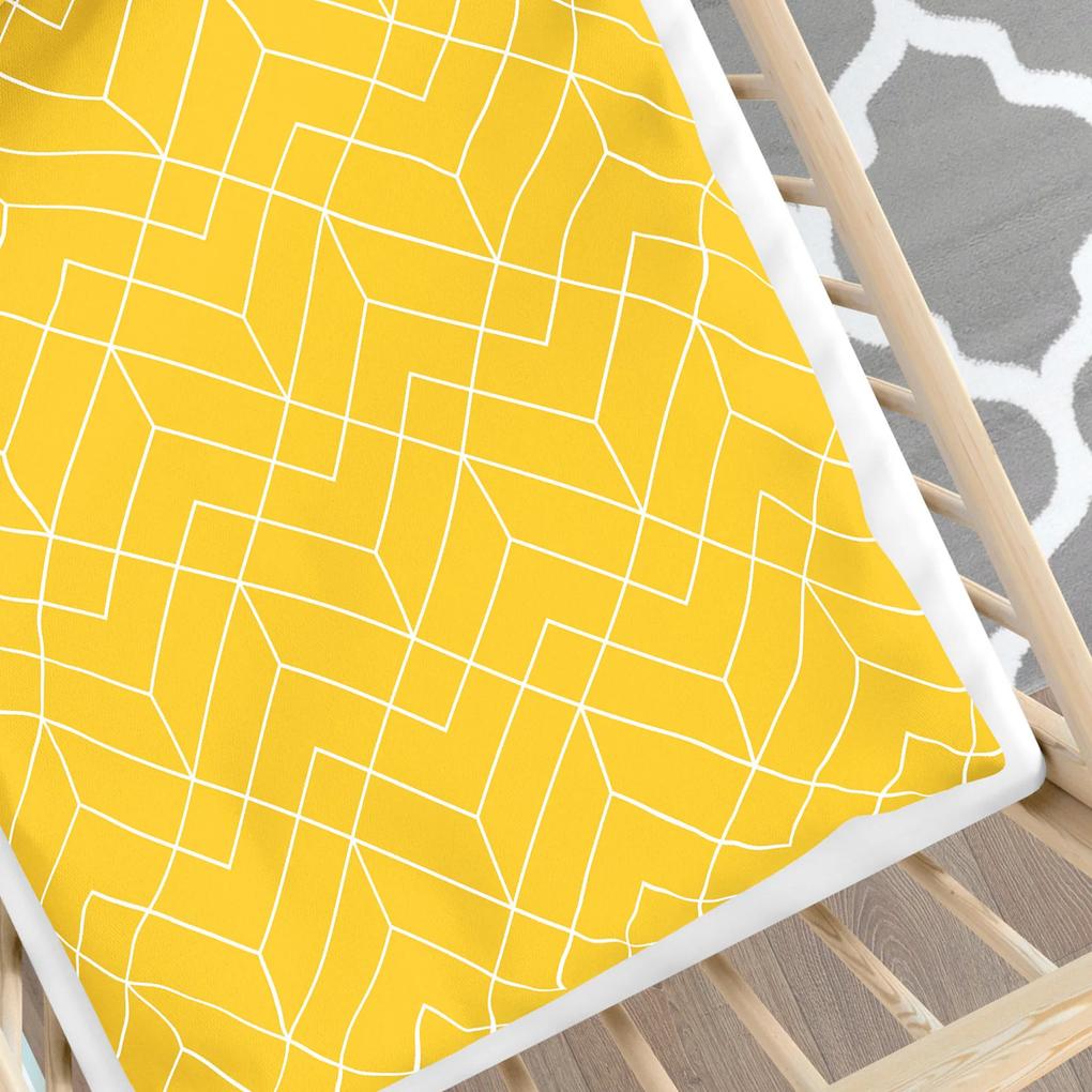 Goldea lenjerie pătuț din 100% bumbac - mozaic galben 110 x 125 și 35 x 55 cm