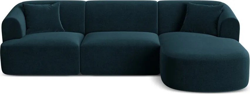 Colțar petrol cu tapițerie din catifea (cu colț pe partea dreaptă/cu șezlong) Campi – Cosmopolitan Design