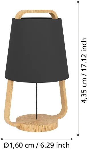 Lampă de masă Eglo 390187 CAMALOZA 1xE27/40W/230V negru