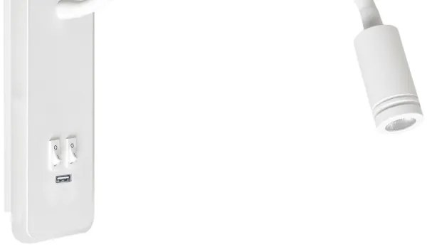 Veioză LED flexibilă de perete cu USB BASE 1xLED/8W+1xLED/2W/230V alb