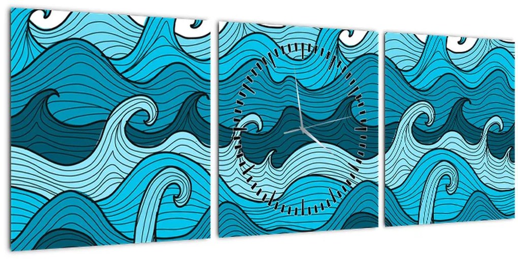 Tablou - Marea, abstracție (cu ceas) (90x30 cm)