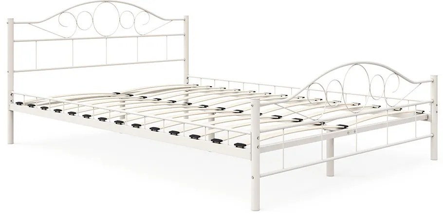Cadru pat metalic Mimi cu grilaj cadou-alb-140x200cm