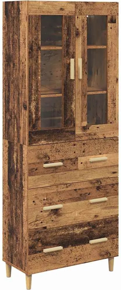 vidaXL Bufet Lemn Vechi 69,5 x 34 x 180 cm Lemn Stratificat și Sticlă