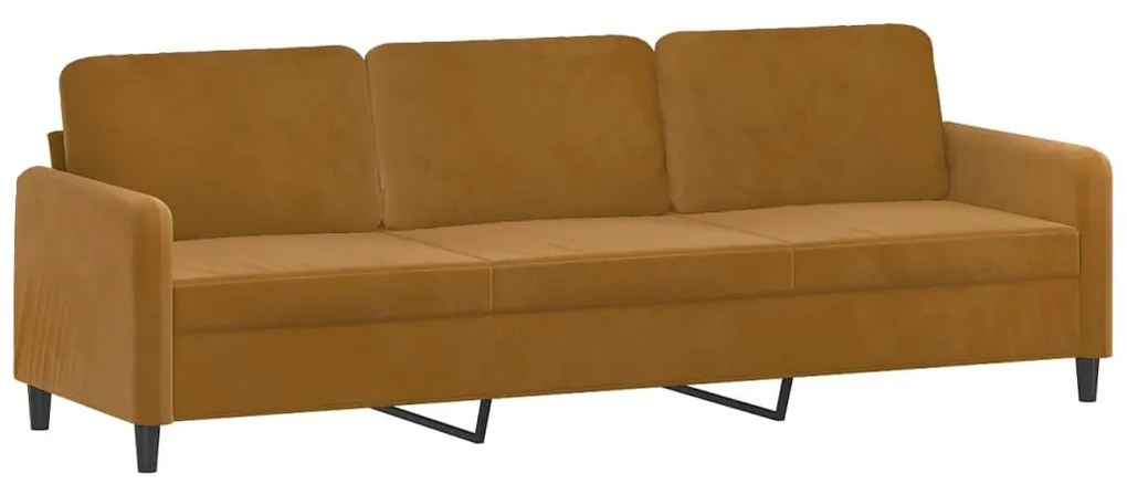 349070 vidaXL Canapea cu 3 locuri, maro, 210 cm, material catifea