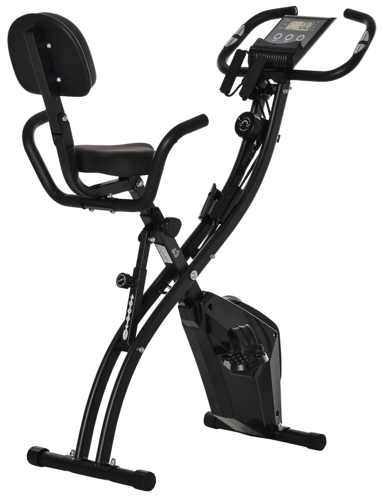 HOMCOM Bicicletă Pliabilă 2 în 1 cu Rezistență Magnetică Reglabilă pe 8 Nivele, 105x48x118 cm, Negru | Aosom Romania