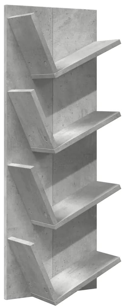 840719 vidaXL Bibliotecă de perete cu 4 niveluri, gri beton, 33x16x90 cm