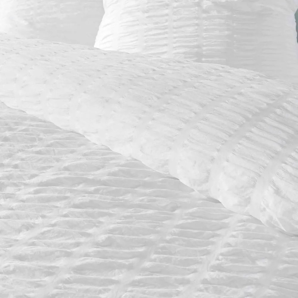 Lenjerie de pat albă din țesătură crep pentru pat de o persoană 140x200 cm Plissia – douceur d'intérieur