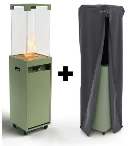 Șemineu de exterior pe gaz Planika Faro GAS 142x36 cm 8kW verde + capac de protecție