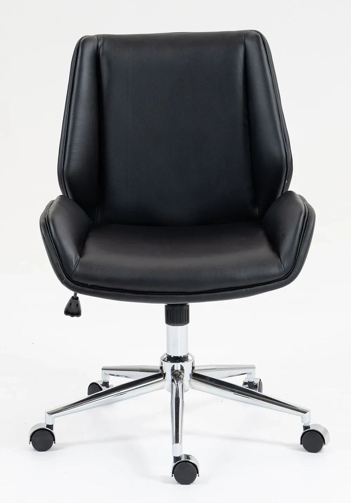 Scaun directorial, inaltime reglabila, brate fixe, baza metalica, Negru