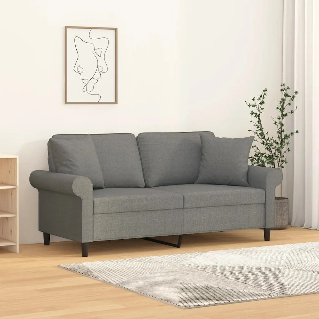 3153242 vidaXL Canapea cu 2 locuri cu perne&pernuțe gri închis 140 cm textil