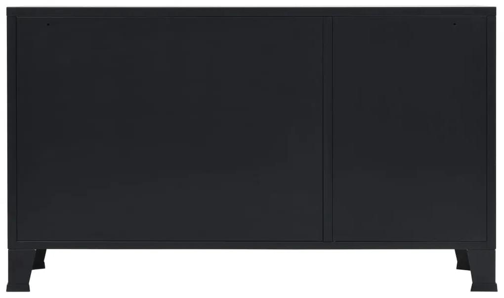 Servanta, stil industrial, negru, 120 x 35 x 70 cm, metal