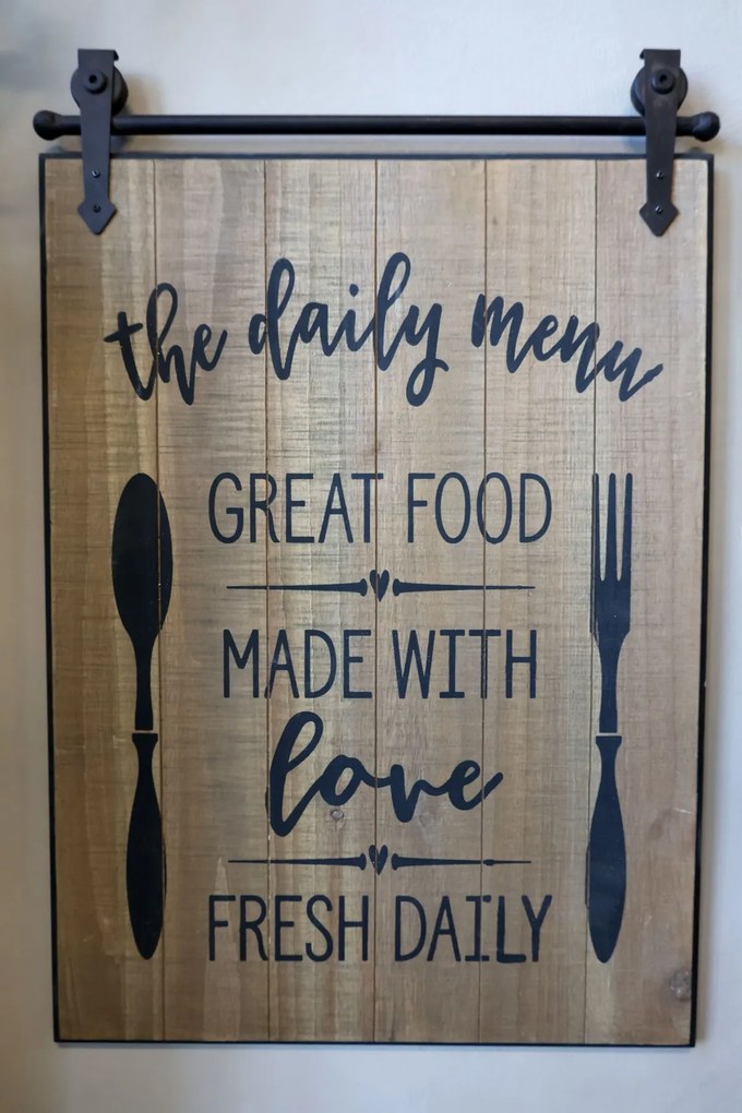 Decoratiune de perete, din lemn de pin, The Daily Menu