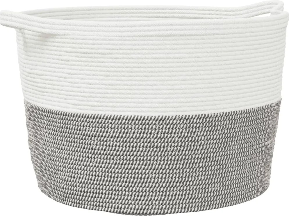 vidaXL Coș de rufe, gri și alb, Ø60x36 cm, bumbac
