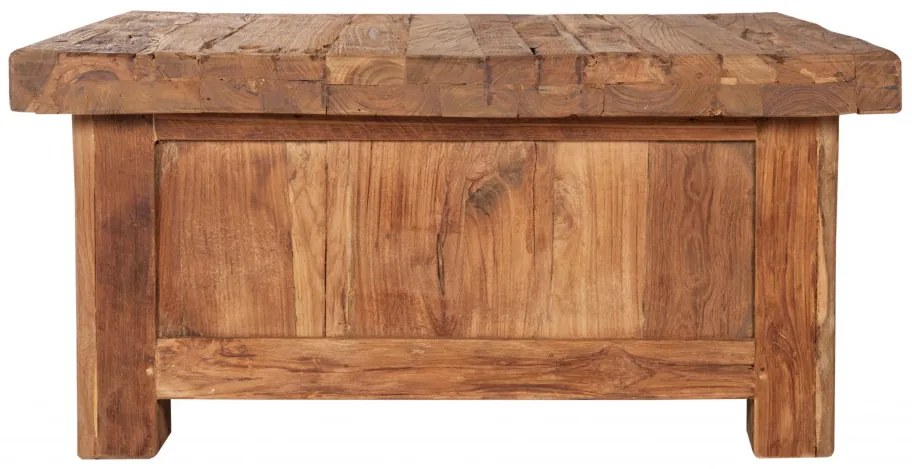Masuta de cafea patrata din lemn de tec cu spatiu de depozitare Coral 85x85x40 cm maro