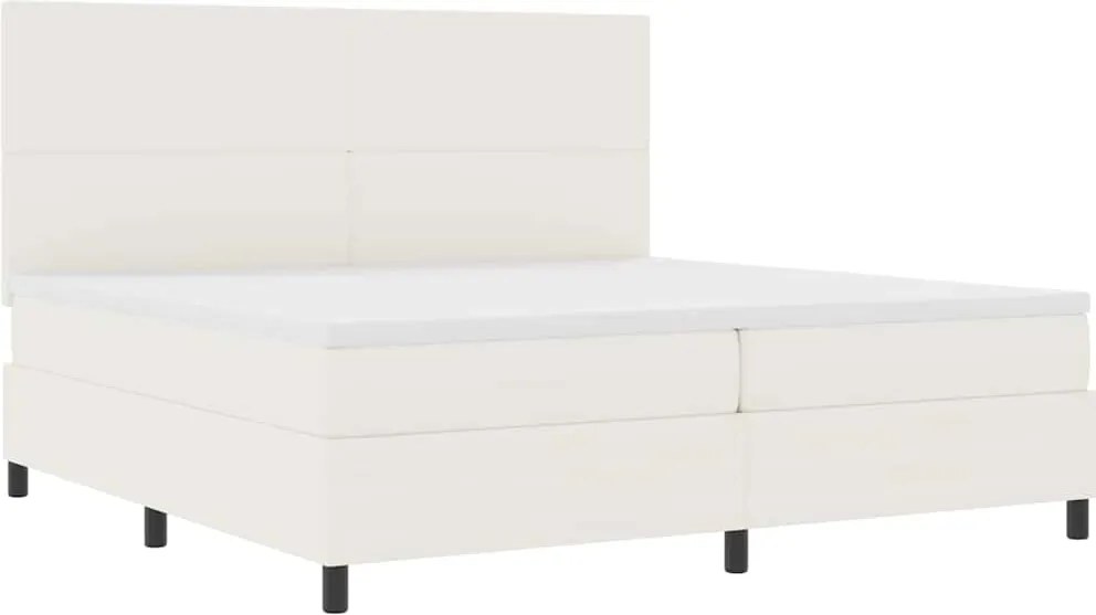 vidaXL Pat cu arc LED Crema și Alb 200 x 200 cm Țesătură din corduroy