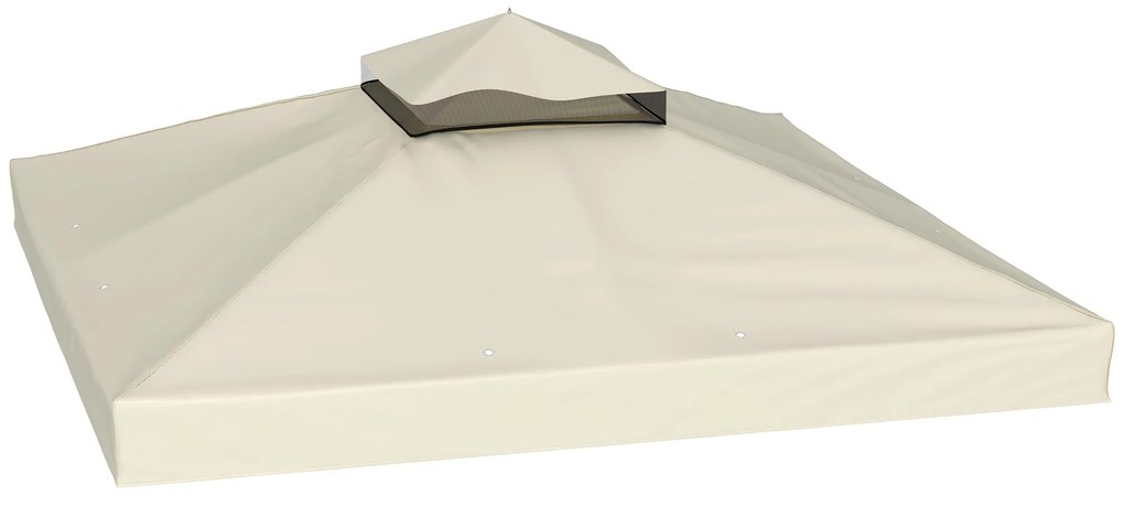 Outsunny Înveliș de Înlocuire pentru Pergolă de Grădină cu Două Niveluri și Orificii de Drenaj, 300x300 cm, Alb Crem | Aosom Romania