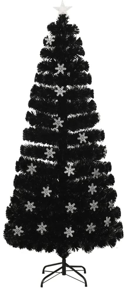 Brad Craciun cu LED fulgi de zapada, negru 180 cm fibra optica 180 x 80 cm, 1
